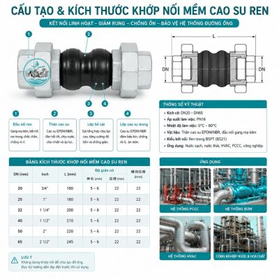 Cấu tạo khớp nối cao su ren