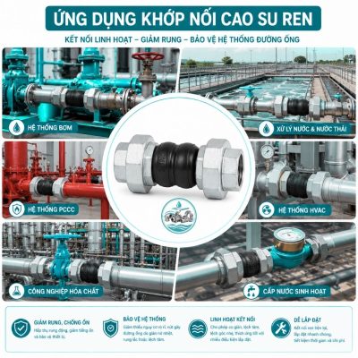 Ứng dụng khớp nối mềm cao su ren