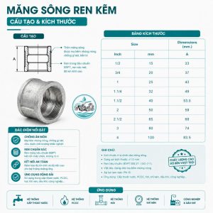 Cấu tạo bảng kích thước măng sông kẽm