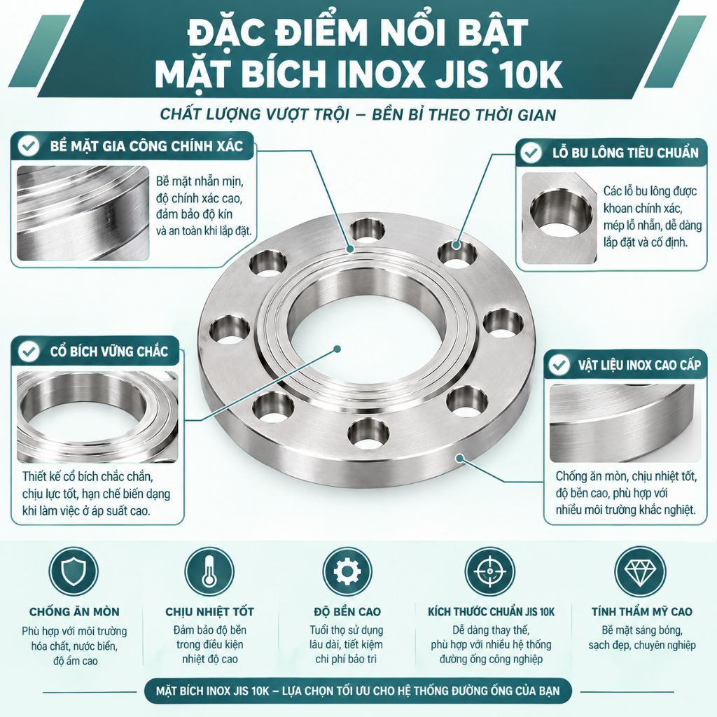 Đặc điểm nổi bật Mặt bích Inox Jis 10K