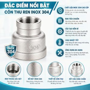 Đặc điểm nổi bật côn thu ren inox 304