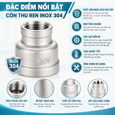 Đặc điểm nổi bật côn thu ren inox 304