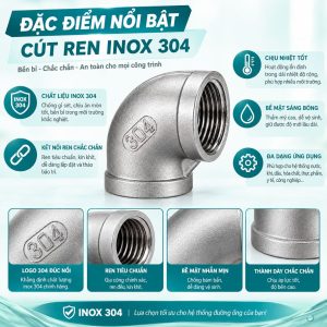 Đặc điểm nổi bật cút inox 304 nối ren