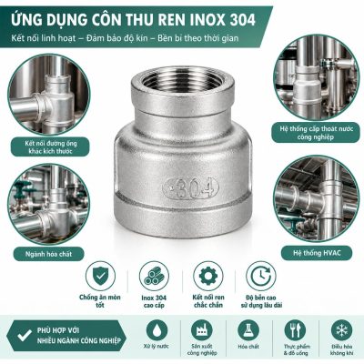 Ứng dụng côn thu ren inox 304