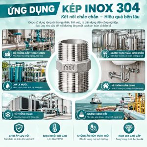 Ứng dụng kép ren inox 304